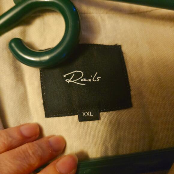 Rails Wyatt cream button down shirt mens XXL stain - Picture 5 of 7